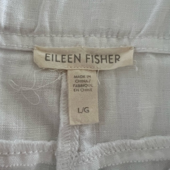 Eileen Fisher | white cropped wide leg Linen Pants - Picture 2 of 3